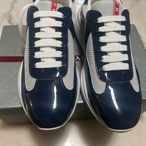 Prada Men's Blue and White Sneakers